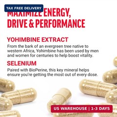 Yohimbine Supplement for Men, Yohimbe Bark Extract with Superior Absorption FAST