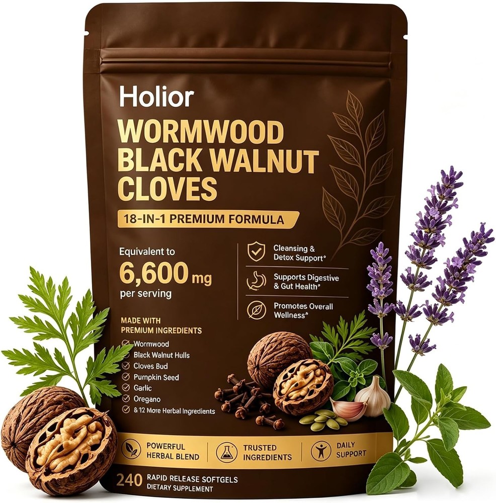 Holior 18-in-1 Black Walnut & Wormwood Herbal Blend for 240 Count (Pack of 1)