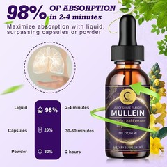 Mullein Leaf Extract Organic Lung Cleanse Drops for Lung Health Natural Herbal
