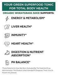 Raw BioActive Organic Wheatgrass Juice Powder – 20:1 Concentrate, 60 Servings