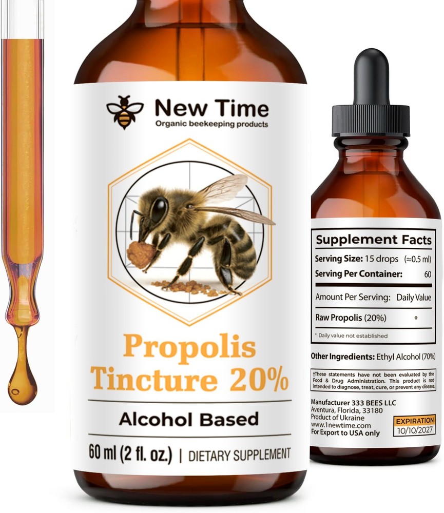 2 oz Bee Propolis Tincture 20% – Alcohol-Based, Pure, Natural Immune Support