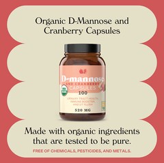 D-Mannose & Cranberry Capsules – 100 Capsules, 1040mg per serving for Urinary