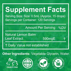 2 Packs Organic Lemon Balm Extract Drops, Natural Alcohol-Free Tincture Liquid f