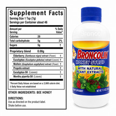 Broncolin Honey Syrup Propolis Natural Plant Extracts Dietary Supplement 11.4 oz