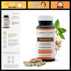 Stone Root 1000mg Capsules – 60 Count, Dried Collinsonia Canadensis, Herbal Supp