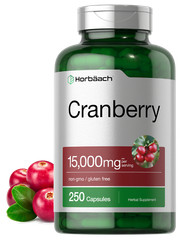 Cranberry + Vitamin C | 15,000mg | 250 Capsules | Non-GMO | by Horbaach