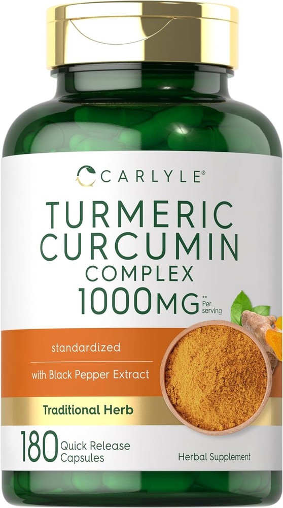 Carlyle Turmeric Curcumin with Black Pepper 1000mg | 180 Count (Pack of 1)