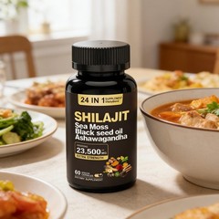 Black Seed Oil Softgels Sea Moss, Black Seed Oil, Ashwagandha 60 Caps