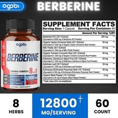 Premium Berberine HCL Extract 12800 Mg, Healthy Cholesterol, Anti-Infammatory