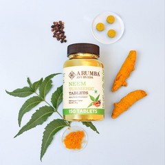 Arumba Neem + Turmeric Tabs | With Black Pepper | Skin, Detox | 150 Tablets