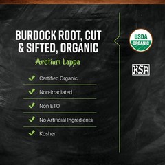 Frontier Co-op Organic Burdock Root 1lb Bulk Bag Cut & Sifted Kosher Herbal
