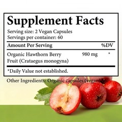 Organic Hawthorn Capsules Supports Heart Antioxidant Circulatory System Health