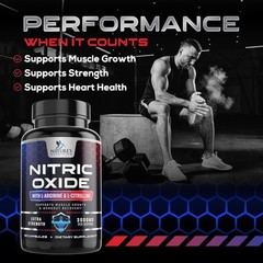 Nitric Oxide Booster Extra Strength 3000mg – 3X Strength L-Arginine, 60 Capsules