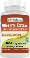 Antioxidant Rich 1000mg Bilberry Capsules – 90 Count, Made in USA, Non-GMO