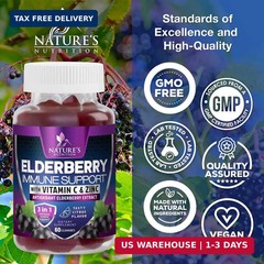 Elderberry Immune Support Gummies – 3X Strength Sambucus Elderberry Gummy with V