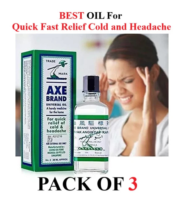 Axe Brand Universal Oil 3ml (PACK OF 3) Quick Fast Relief Cold and Headache