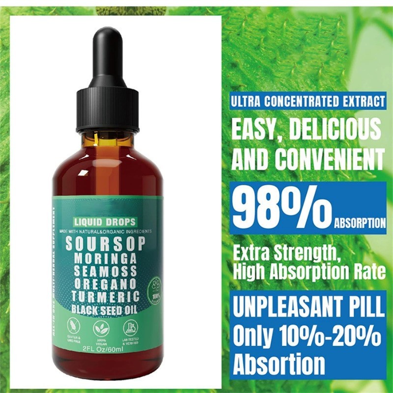 10|in|1 Potent Soursop Bitters Drops formulated with Sea Moss Moringa Turmeric B