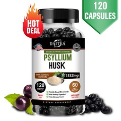 Psyllium Husk Detoxify Relief Gas Bloating Digestive Health 120 Capsules 1532 mg