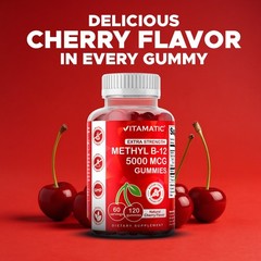 Vitamatic Extra Strength Vitamin B12 5000 mcg (Methyl B12) Gummies – 120 Count
