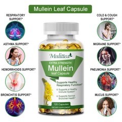 120 Mullein Leaf Capsules for Lung Cleansing&Detox Herbal Dietary Supplement