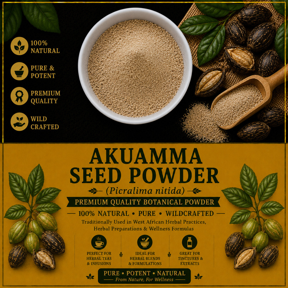 Akuamma Seed Powder Picralima nitida Premium Herbal Powder Wild Crafted | Africa