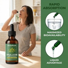 Organic Mullein Extract Drops – Lung Health Support, Detox & Immune Boost – 2oz