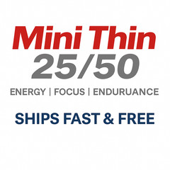 Mini Thin 25/50 Energy Booster 30 Capsules Full Box 12 Pack Fast Ship