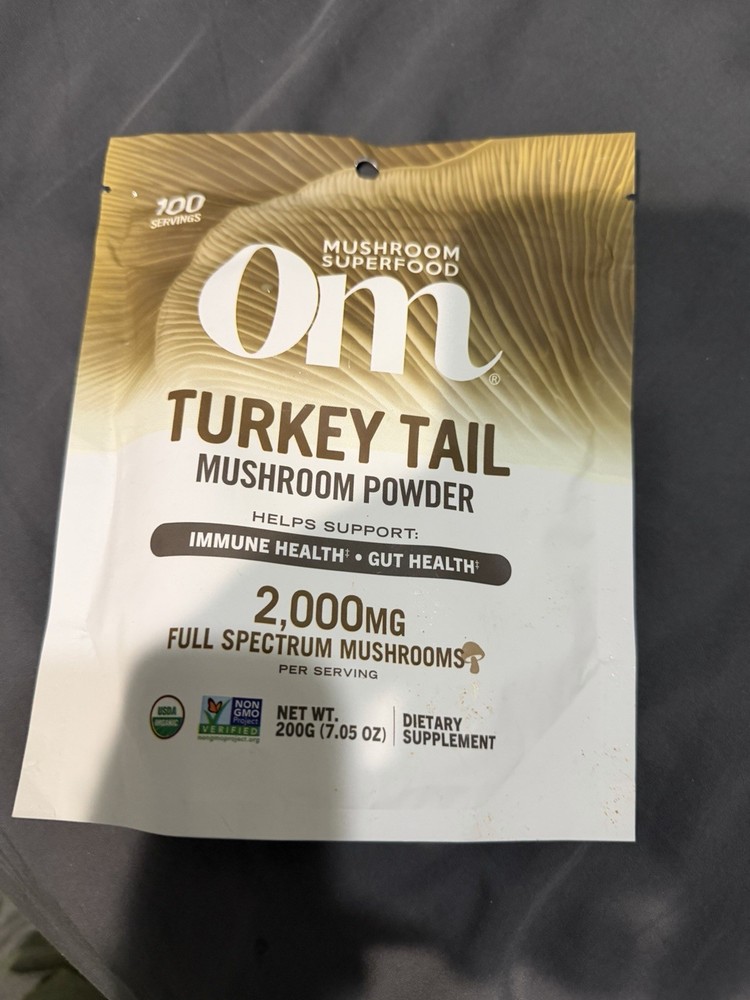 Om Turkey Tail Mushroom Powder 2000mg 100 Servings, Exp 05/2027