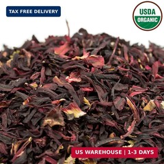 Hibiscus Tea 1LB (16Oz) 100% CERTIFIED Organic Hibiscus Flowers Herbal Tea (CUT&
