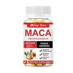 60/120Pcs Organic Maca Root + Panax Ginseng 12000mg, Peruvian Maca Extract