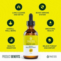 Mullein Drops for Lungs Cleanse – USDA Organic Mullein Leaf Extract w/ Turmeric