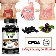 Psyllium Husk Detoxify Relief Gas Bloating Digestive Health 120 Capsules 1532 mg
