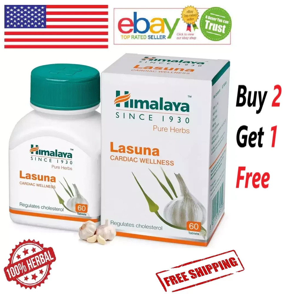 Himalaya LASUNA GARLIC Natural For Cardiac Wellness 60 Tablets With Free Ship