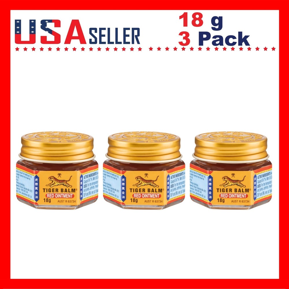 Tiger Balm Red Extra Strength x 3 Pack Pain Relief Ointment Muscle Ache Balm 18g