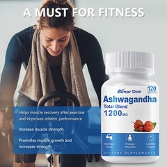 Organic Ashwagandha Capsules 1200mg 120 Capsules with Black Pepper Root Powder