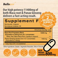 5X Maca Root 140 Mg Ginseng Capsules Support Stamina* Focus