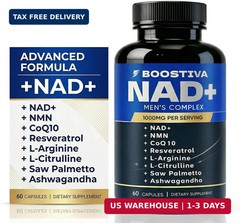 Boostiva NAD+ Supplements for Men, with Resveratrol, CoQ10, L Citrulline and Lyc