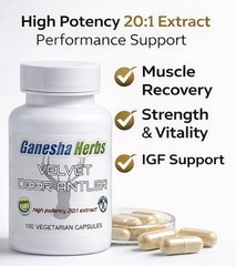 VELVET DEER ANTLER EXTRACT 100 Capsules 9600mg highest potency NO FILLERS!