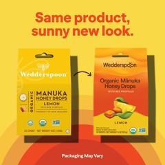 Wedderspoon Organic Manuka Honey Drops, Lemon & Bee Propolis, 20 Count |…