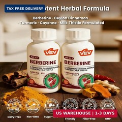 Berberine Supplement with Ceylon Cinnamon for Daily Wellness Support- 2 Bottles