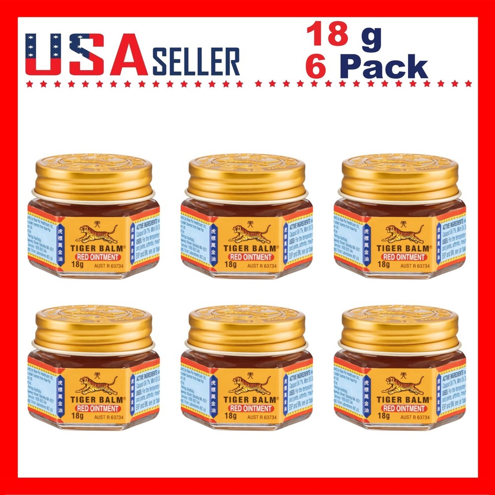 Tiger Balm Red Extra Strength x 6 Pack Pain Relief Ointment Muscle Ache Balm 18g