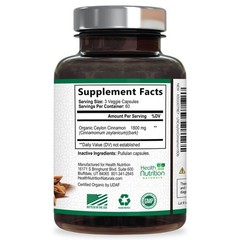 Pure Cinnamon Capsules, True Sri Lanka Certified Organic Ceylon Cinnamon Pills