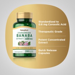 Banaba Leaf Extract | 600mg | 200 Capsules | Non-GMO | by Piping Rock