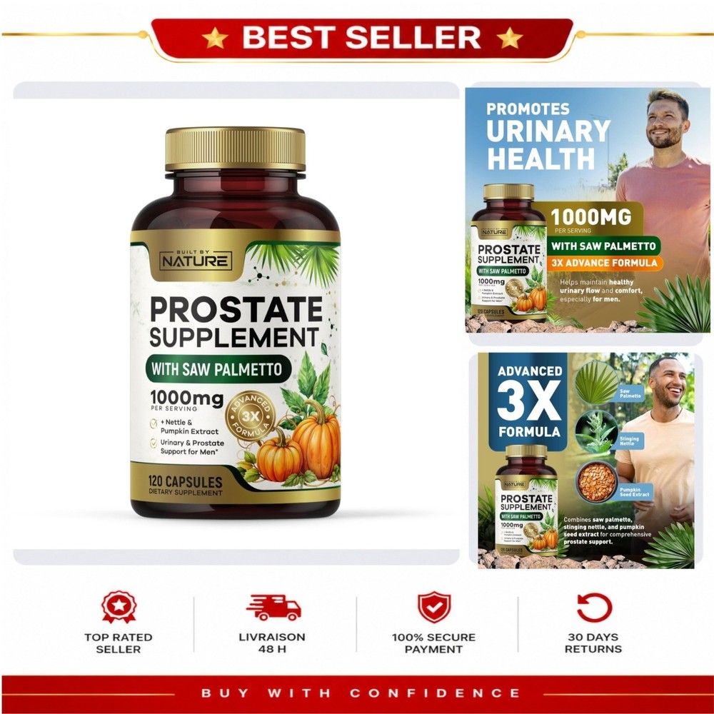 Built by Nature Prostate Support 120 Capsules Saw Palmetto Nettle