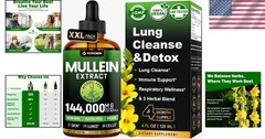 Mullein Drops for Lung Detox: 120 Servings of Herbal Immune Support – 4 fl oz