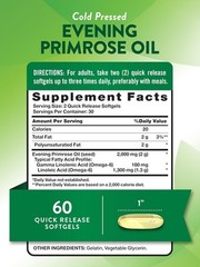 Evening Primrose Oil | 2000mg | 60 Softgels | Cold Pressed | by Nature’s Truth