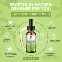 Soursop Graviola Leaf Extract – Immunity & Gut Health Support, Vegan, 2 Fl Oz