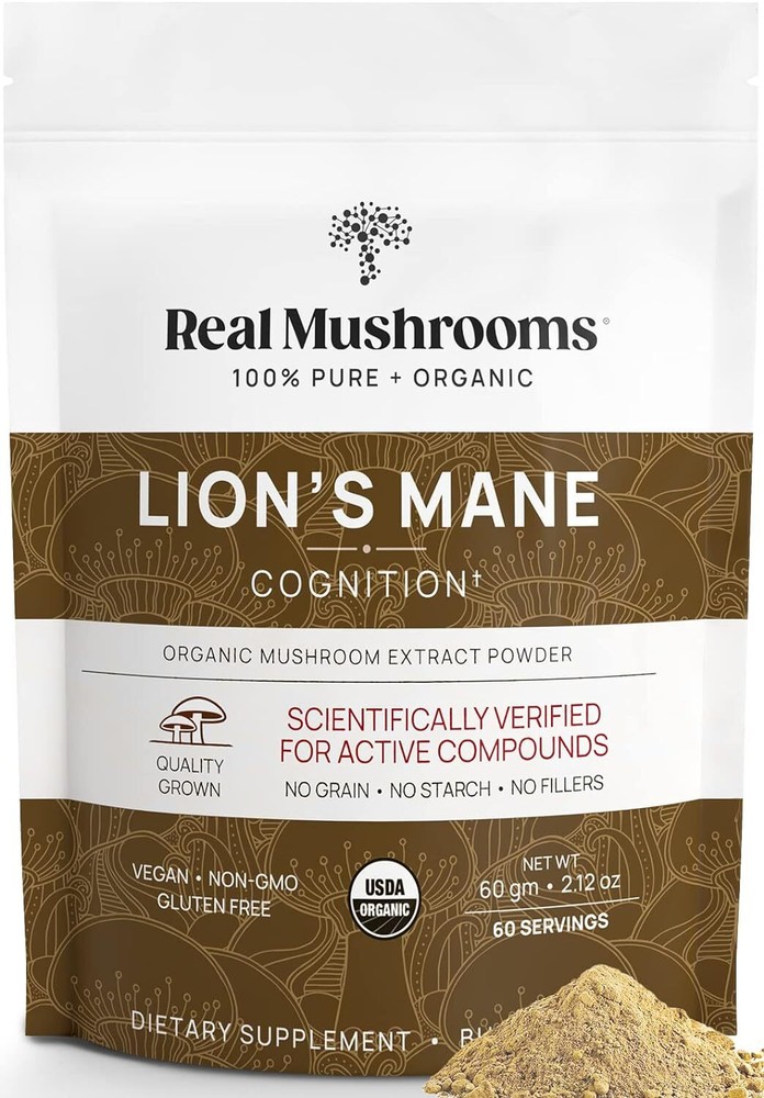 Organic Lion’s Mane Mushroom Powder 2.11Oz Brain Immune Support Vegan Gluten …