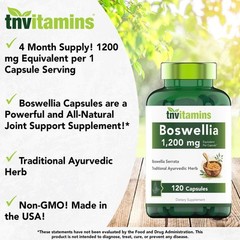 Boswellia Serrata Extract Capsules 1200 MG for Joint Support 120 Caps
