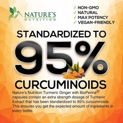 Turmeric Curcumin with Ginger – 95% Curcuminoids 2600mg Max potency w BioPerine